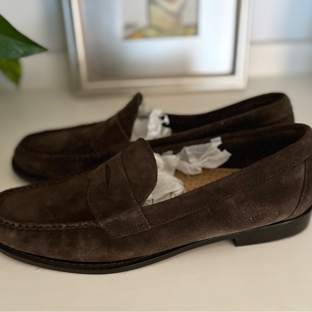 NEW GH Bass Weejuns Suede Larson Penny Loafer 11.5D chocolate brown